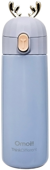 Omoi!! 304不鏽鋼麋鹿直飲保溫杯, 灰色, 350ml, 1個