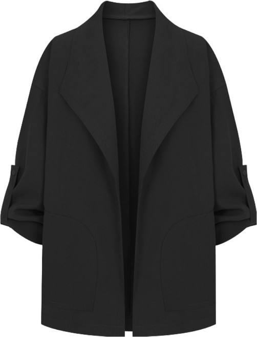 티뷰 여성용 카라 소매 롤업 오픈 자켓 V6A-CJK002