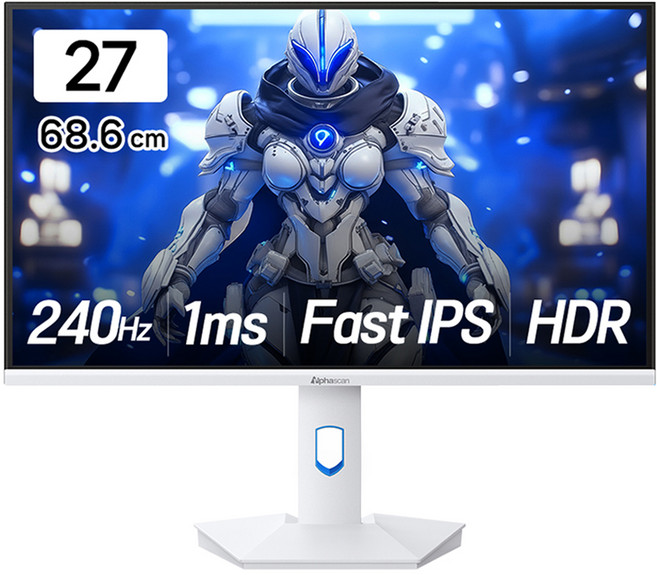 알파스캔 FHD 콘퀘스트 게이밍 240 FAST IPS HDR 멀티스탠드 무결점 모니터 화이트, 27F60GHW, 68.6cm