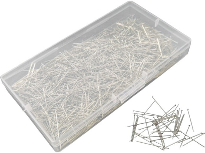 코오미 스테인리스 원단용 스타일핀 얇은 대용량 시침핀 2000p + 케이스 세트 6W0020, 2000개, 실버