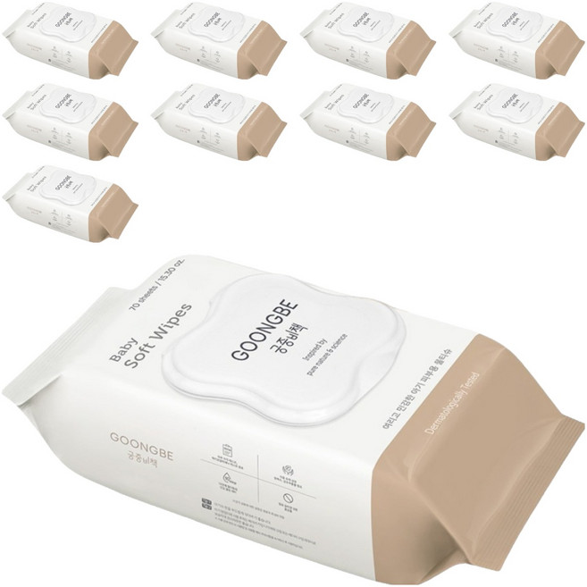 궁중비책 베이비 소프트 물티슈, 75g, 70매, 10개