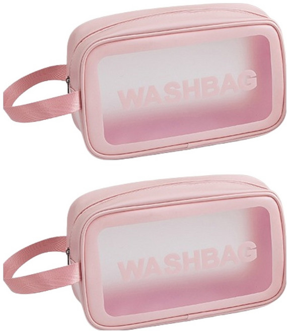 블럭마트 욕실 방수 목욕가방 2p, 핑크