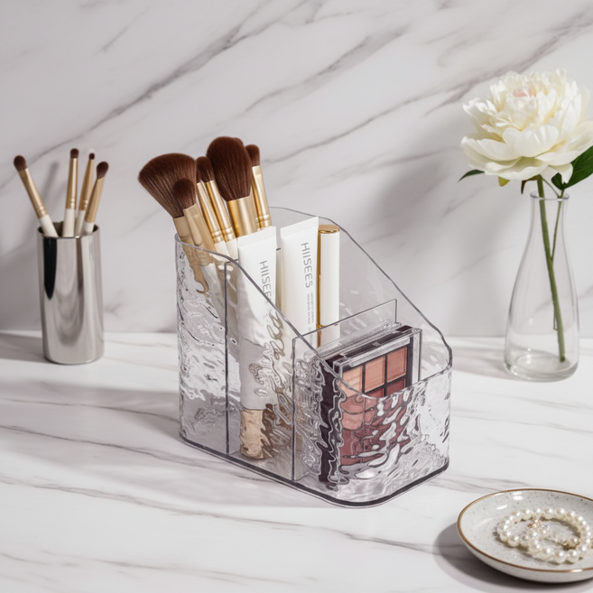 조인메이드 화장품 데스크 브러쉬 보관함, 투명, 1개