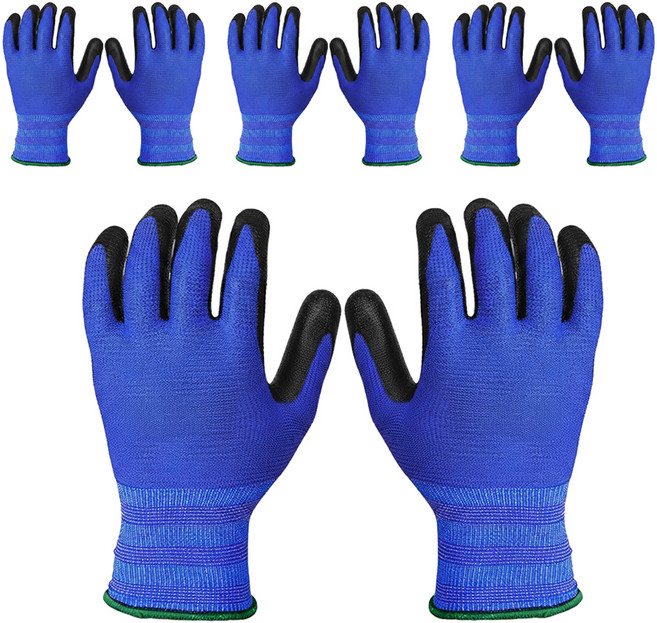 리브나우 KDT-SU U3 NBR 폼 작업용 반코팅 안전 장갑 양손착용 세트 S, 블루, 4세트