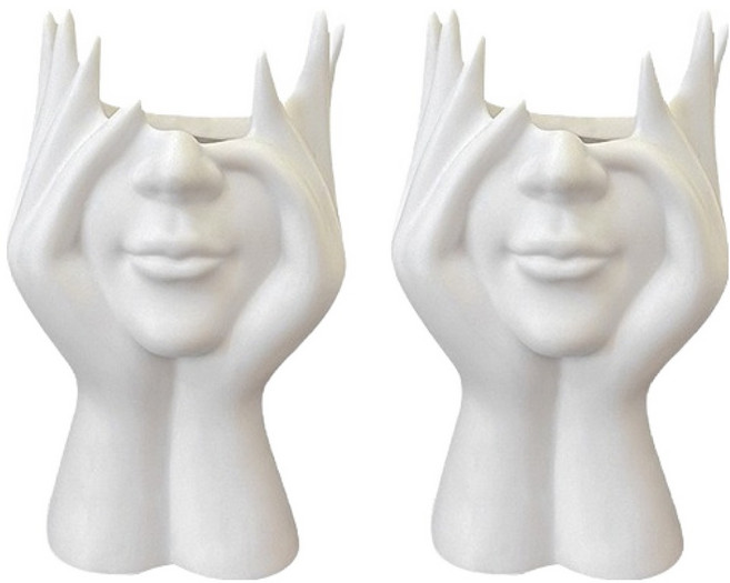 미르노아 뷰티우먼 세라믹 브러쉬꽂이 오브제 MMM3428 2p, 화이트