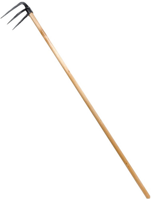 월드크린 3발 갈퀴 쇠스랑 니스 자루, 1개