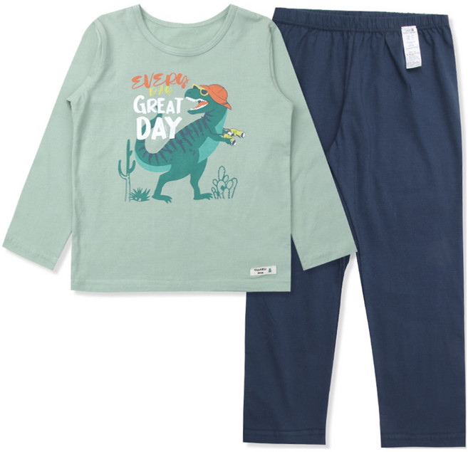 ORGANICMOM 兒童暴龍長袖棉質內衣 上衣+褲子套組 MISL9K09