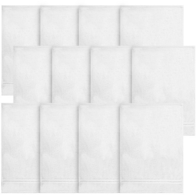 송월타월 심플 컬러 핸드타올 40g 30수 면사 28 x 40 cm, 하얀색, 12개