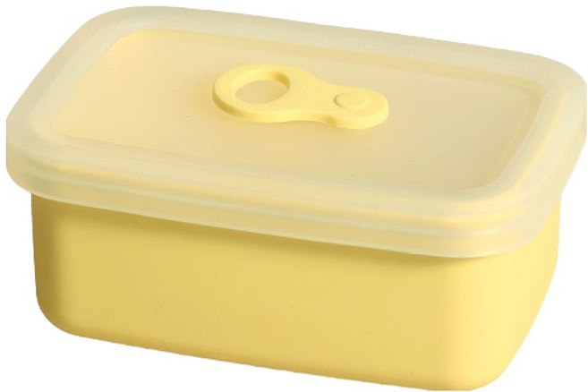 투명캡 실리콘 밀폐용기 소 옐로우, 1개, 200ml(1P)