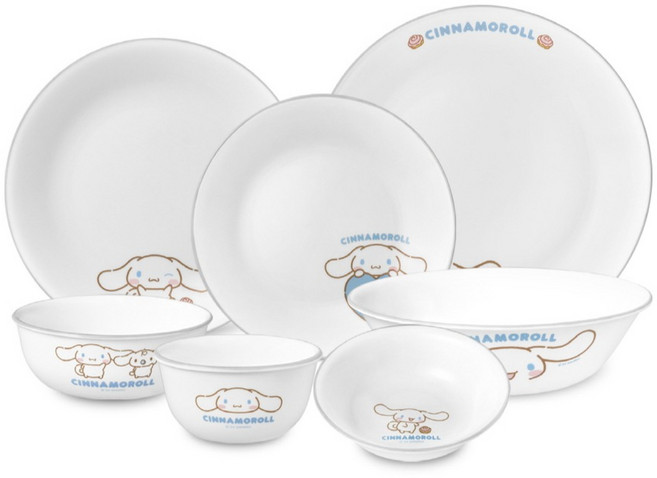 Corelle Brands 康寧餐具 大耳狗喜拿 1人份韓式餐具7件組, 混合色, 1套, 7種