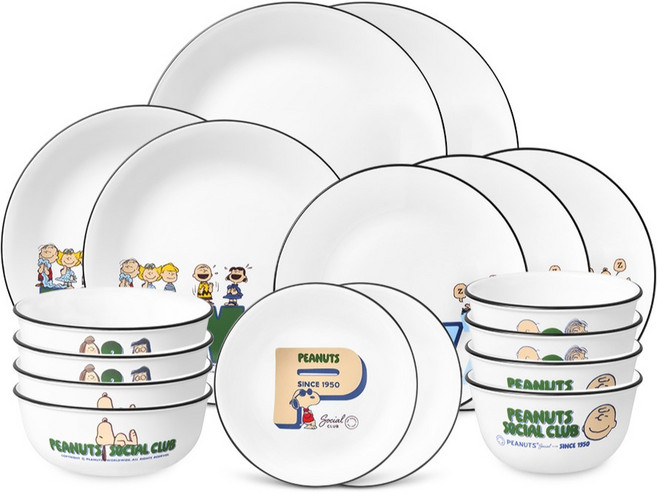 코렐 피너츠 75주년 에디션 4인 코리안 세트 17p, 혼합색상, 1세트, 6종