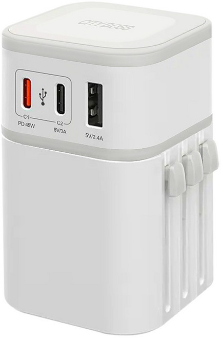 CITY BOSS 多國充電器 COT-976, 白色, 1個