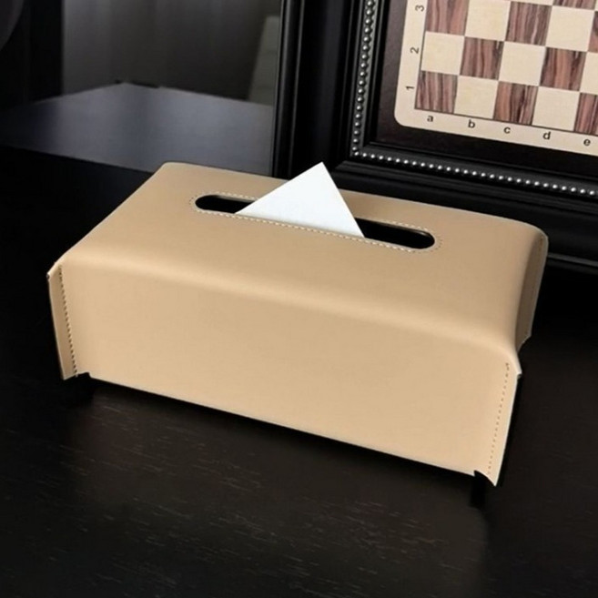 미르노아 리얼시크 가죽 심플인테리어 티슈케이스 MMM3447, 베이지