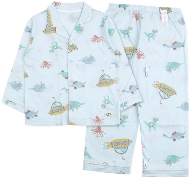 오가닉맘 아동용 디노시 긴소 면 잠옷 상하의 세트 MHSSSW06