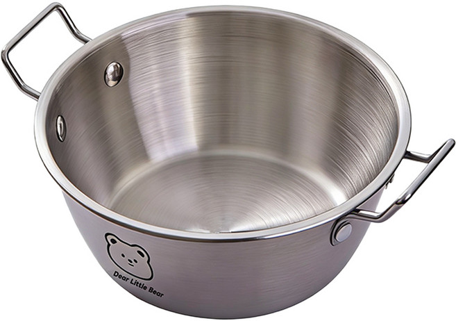 德利生活 304不鏽鋼萌趣小熊泡麵鍋, 銀色, 1個, 22cm