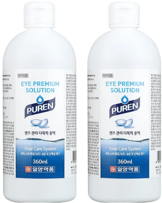 일양약품 퓨렌 렌즈세척액, 2개, 360ml - 쿠팡