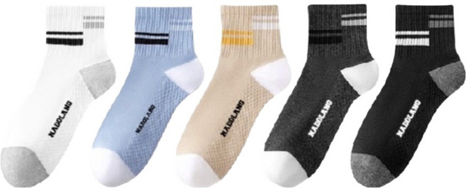 데이코지 남성용 배색 중목 스포츠 양말 5종 세트, 혼합색상, 1세트