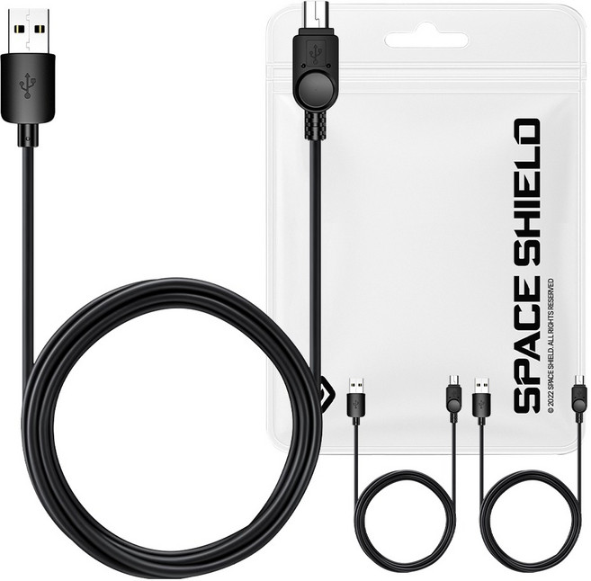 SPACE SHIELD 標準 USB-A to Mini-USB 5-pin 充電數據線, 黑色, 3個, 0.25m