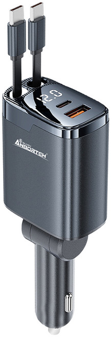 ANBORTEH 安伯特 電壓監控雙Type-C伸縮PD快充/急速快充 96W, ABT-E666, 黑色
