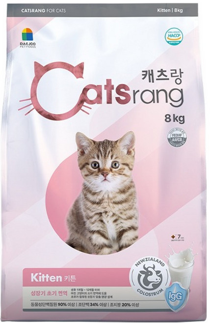 캐츠랑 키튼 고양이 건식 사료, 닭+참치, 8kg, 1개