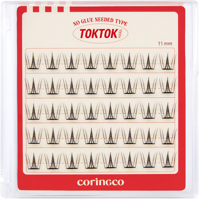 corinGco TokTokHara 免膠假睫毛 櫻桃可樂 11mm, 1個, 黑色