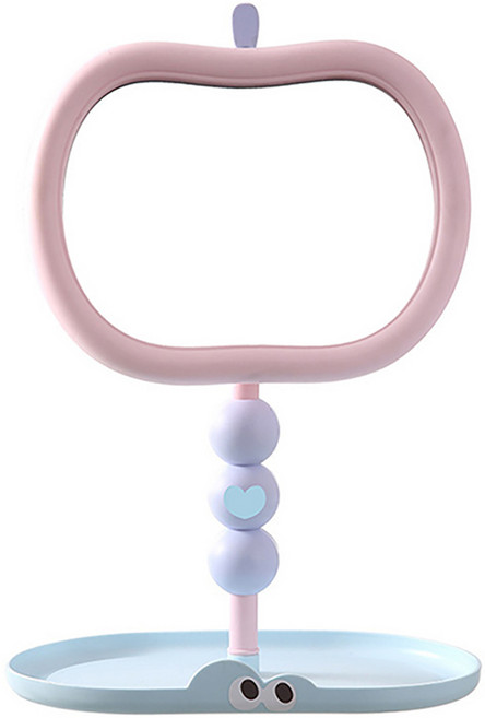 맙소샵 파스텔 애플 유니크 트레이 탁상거울 HR2621, 핑크