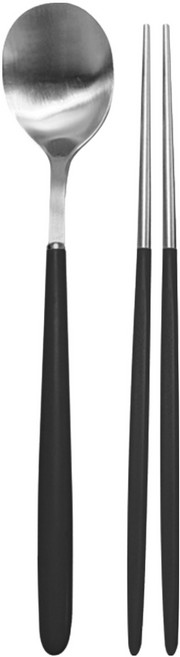 브링카멜 스텐 한식 파스텔 샤틴 수저 세트, 블랙, 1개, 숟가락 + 젓가락
