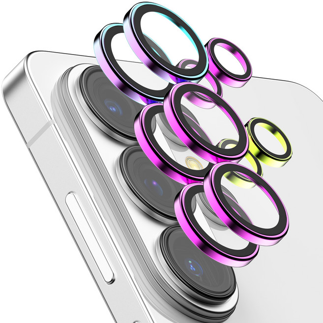 케이맥스 카메라 보호필름 렌즈 개별 프레임 메탈 링 쉴드 보호 강화유리 2p 세트 오로라, 1세트