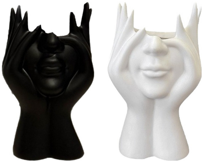 미르노아 뷰티우먼 세라믹 오브제 브러쉬꽂이 2종 세트 MMM3428, 블랙, 화이트