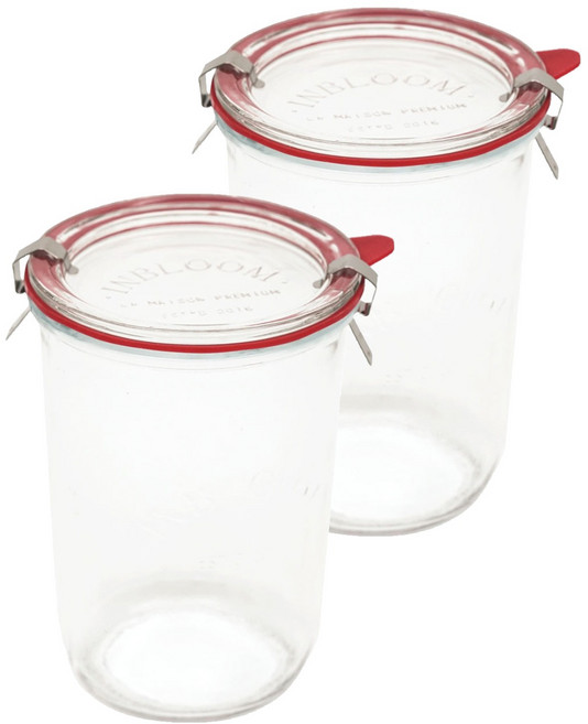 인블룸 아르떼 테이퍼드 유리용기 딥레드, 2개, 850ml