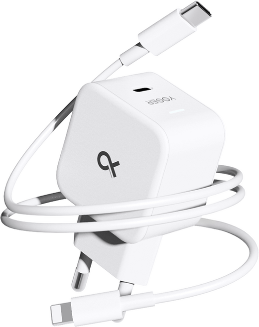 요거 30W PPS PD 초고속 충전기 + 아이폰 C to 8핀 케이블 2m, 화이트, 1세트