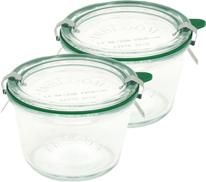 인블룸 아르떼 테이퍼드 유리용기 딥그린, 2개, 370ml