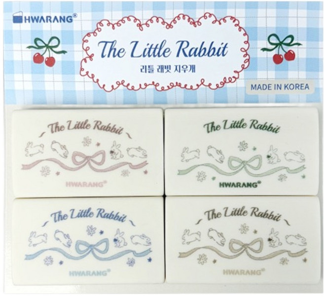 (주)화랑 리틀 래빗 지우개 4종 세트, 베이지, 1세트