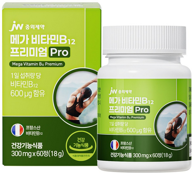 JW중외제약 메가 비타민B 12 프리미엄 Pro 18g, 1개, 60정