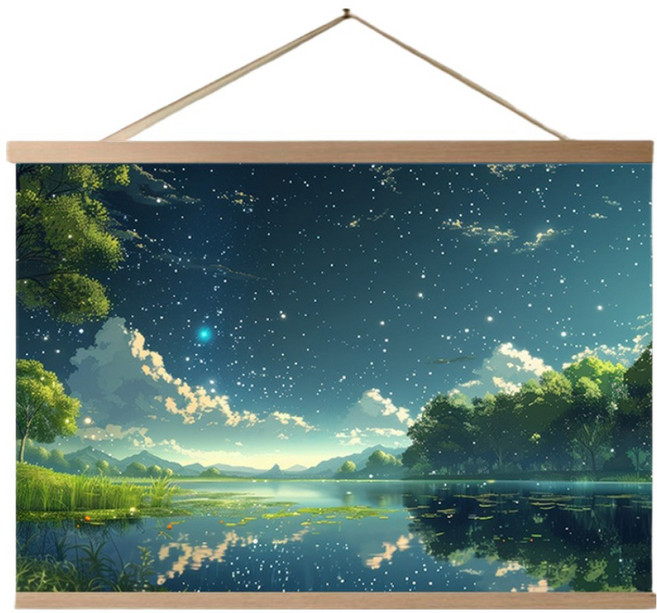 바이데 마음이 편안해지는 풍경 배전함 두꺼비집 가리개 행잉 패브릭, 푸른호수타입 F