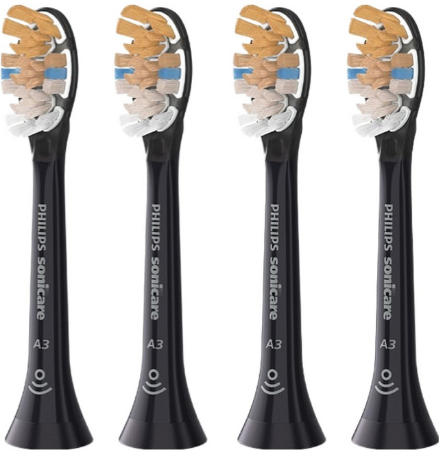 필립스코리아 소닉케어 A3 프리미엄 올인원 칫솔모 블랙 4p, HX9094/91, 1개