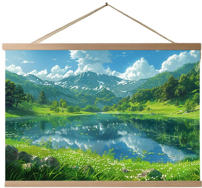 拜德 舒適風景配電箱電錶箱遮擋掛布, 藍色湖水款 D