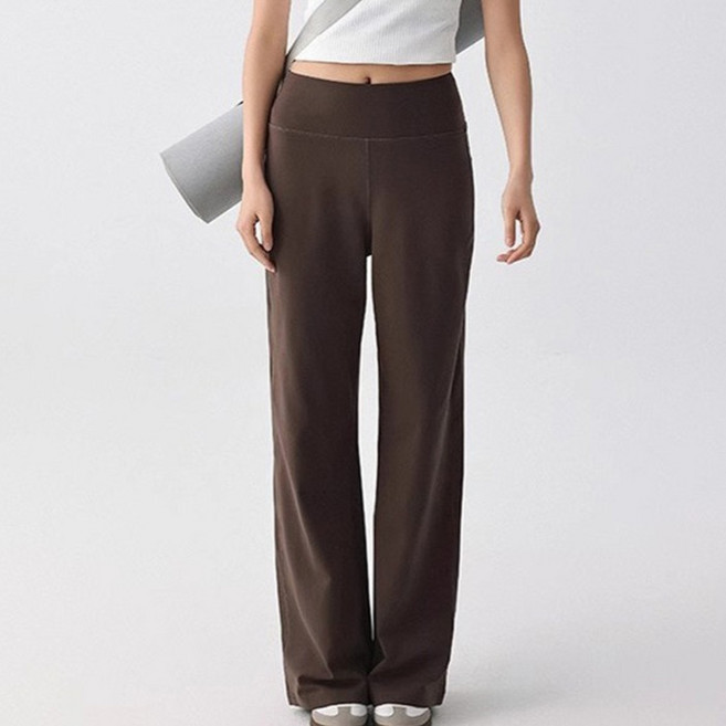 더시럽 여성용 하이웨스트 요가 헬스 스트레이트 와이드 팬츠