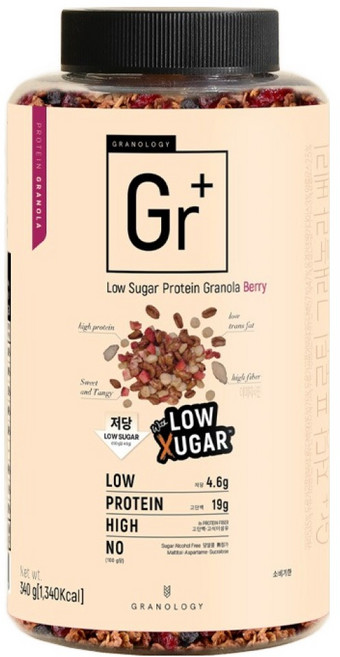 그라놀로지 Gr플러스 저당 프로틴 그래놀라 베리, 340g, 1개