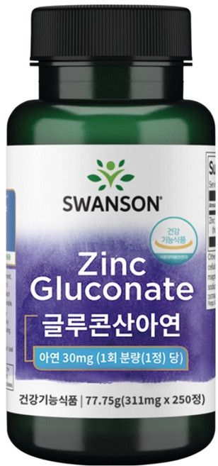 스완슨 글루콘산아연 30mg, 250정, 1개