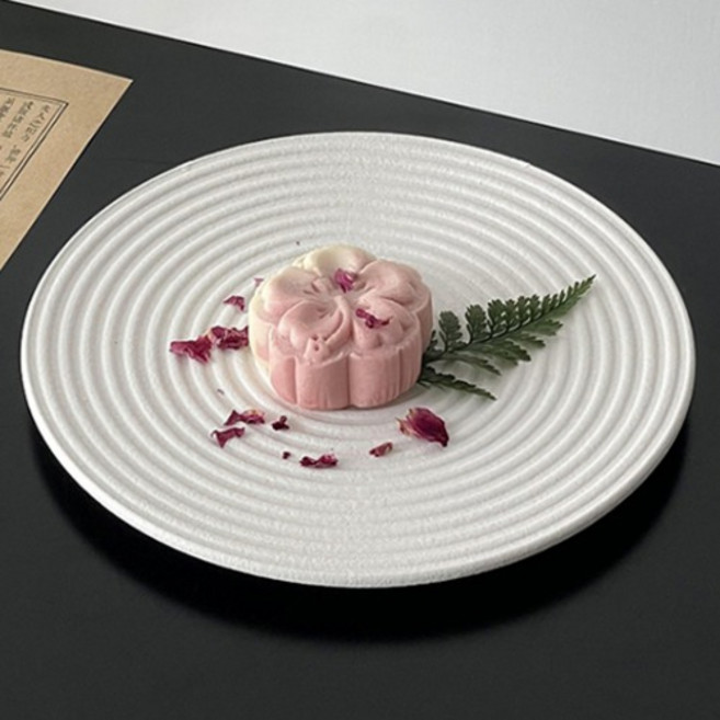 아메리칸로드 심플 소용돌이 플렛 원형 디저트 접시 HR2639, 화이트, 1개