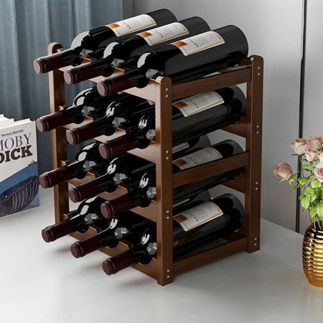 트리아노 와인랙 와인거치대 보관 진열장 4단 12구, 브라운, 1개