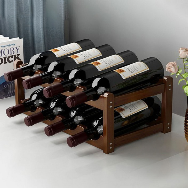 트리아노 와인랙 와인거치대 보관 진열장 2단 8구, 브라운, 1개