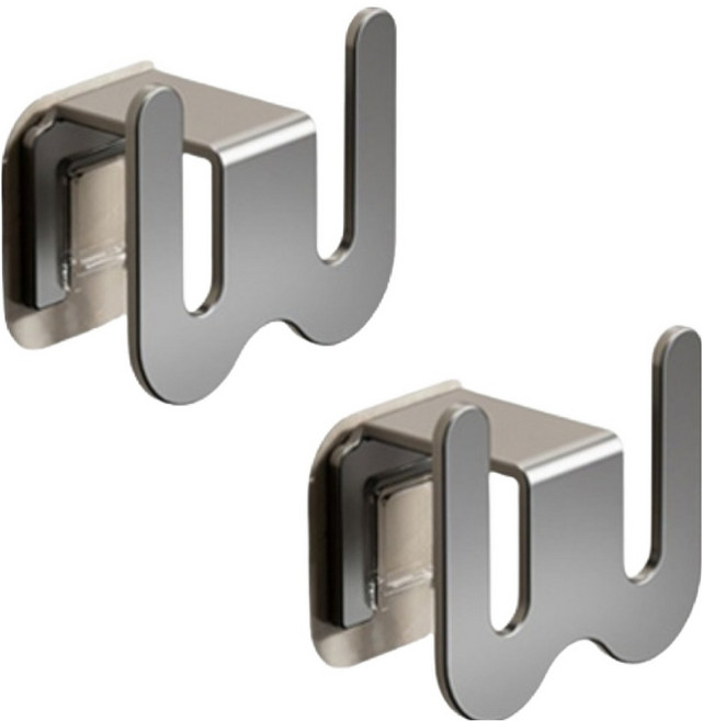 굿앤칩 W자 다용도 욕실 무타공 슬리퍼 실내화 거치대 2p + 접착 스티커 2p 세트, 그레이, 1세트