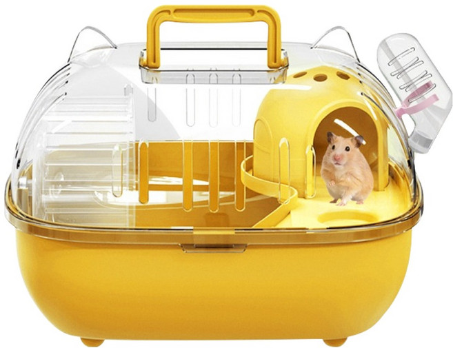 랜보어 햄스터 쫑긋 일체형 이동장 FREE, 옐로우, 1개