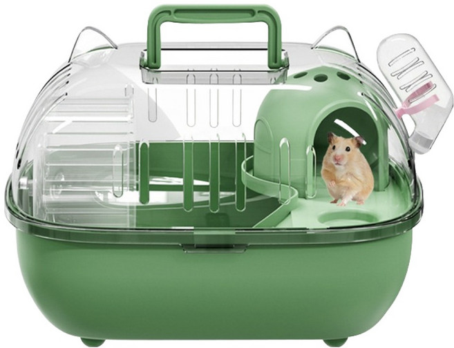 랜보어 햄스터 쫑긋 일체형 이동장 FREE, 그린, 1개