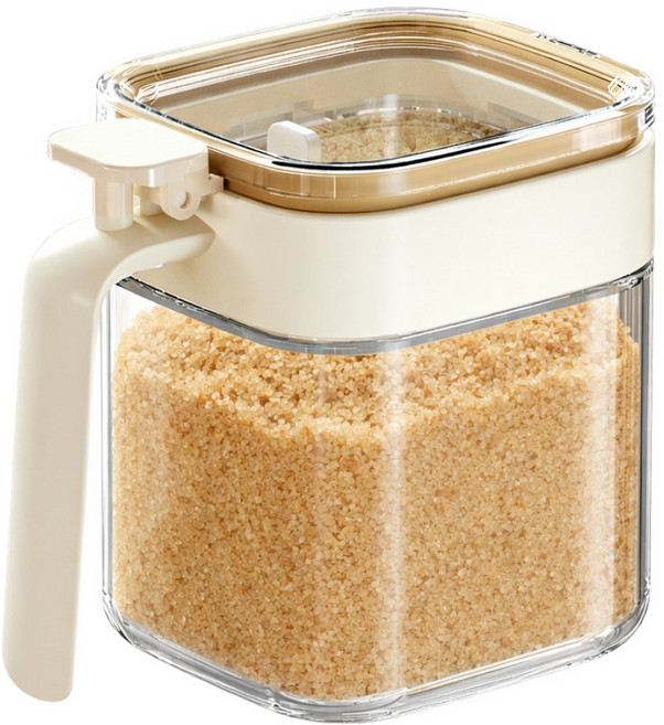 위티미티 공기 차단 방수 원터치 실리콘 밀폐 양념통 세트, 크림 베이지, 1개, 400ml