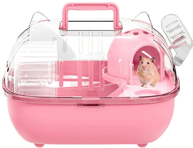 랜보어 햄스터 쫑긋 일체형 이동장 FREE, 핑크, 1개