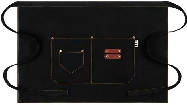 바른리빙 캔버스 카페 주방 허리 앞치마, 블랙, 1개