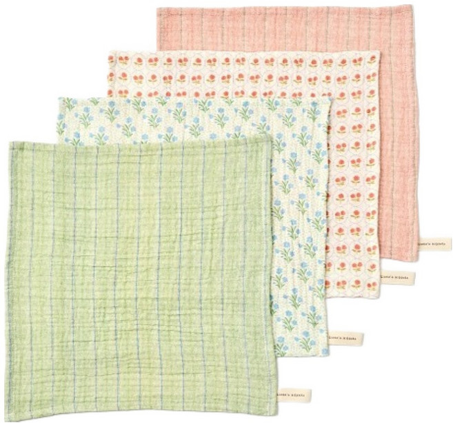 Modern House ON L 純棉多功能紗布抹布 松鼠花朵 4件組, 1個